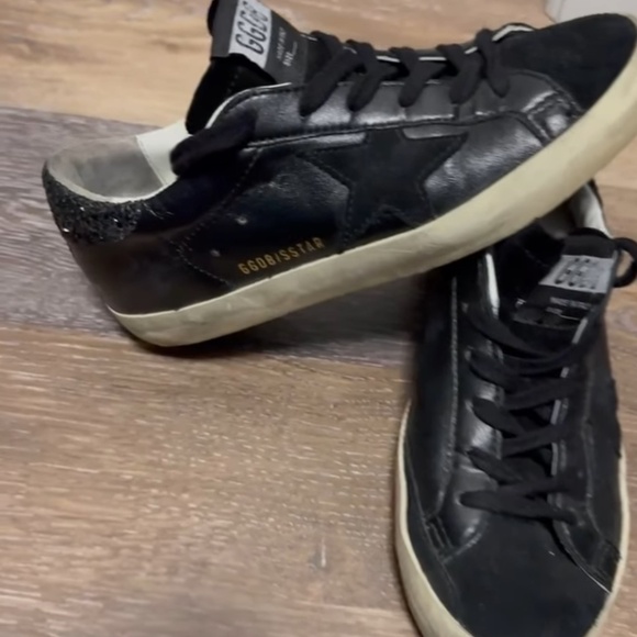 Super Star Glitter Leather Sneakers Size 6 - Picture 1 of 4